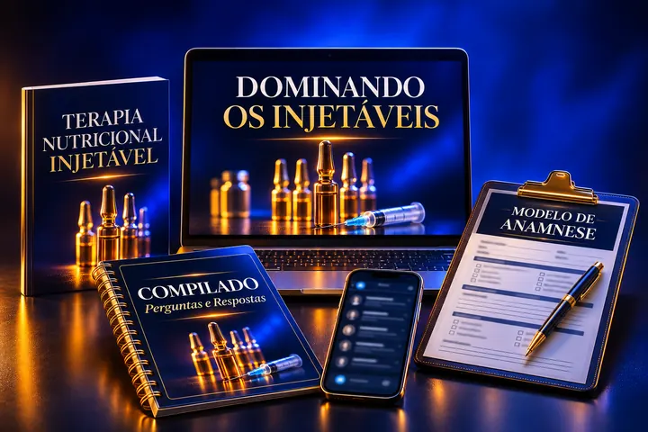 Curso Dominando os Injetáveis com e-book, compilado de perguntas e respostas e modelo de anamnese