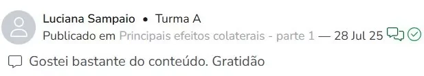 Comentário de Luciana Sampaio: gostei bastante do conteúdo