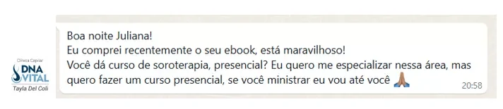 Mensagem elogiando o e-book